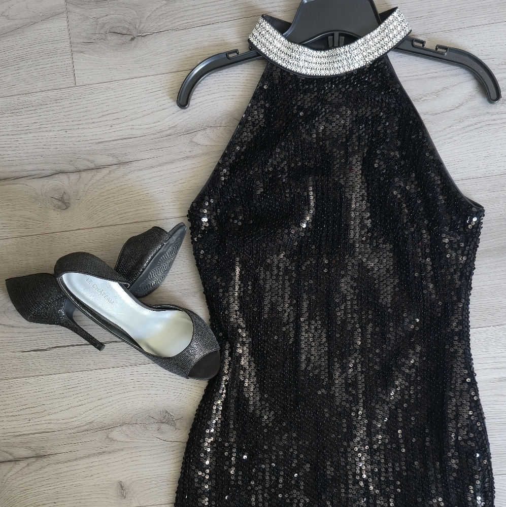 Guess Black Sequin Mini Dress